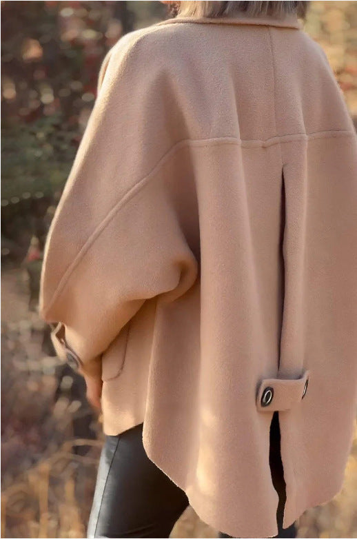 Women's Oversized Button-Front Jacket with Contrast Trim