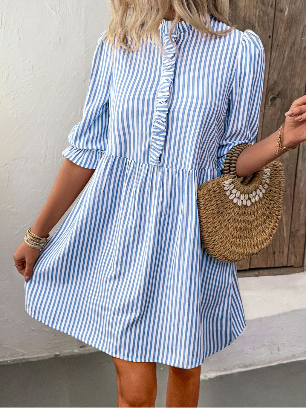 Rebecca Flattering A-Line Striped Dress