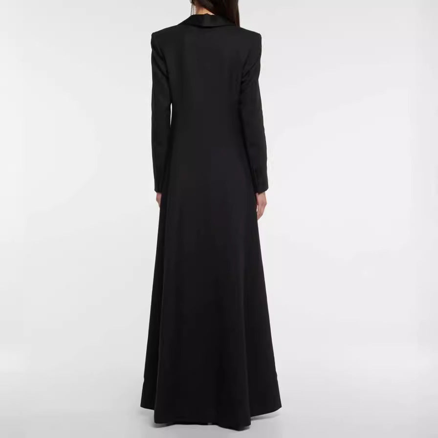 Women's Single-Button Trench Coat with Lapel Collar