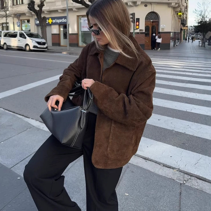 Women's Oversized Button-Front Teddy Jacket