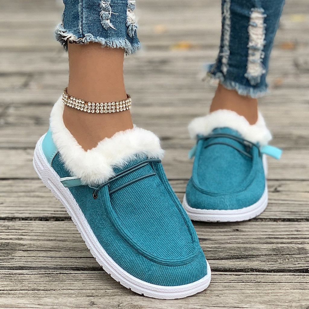 Women's Slip-On House Slippers with Faux Fur Trim