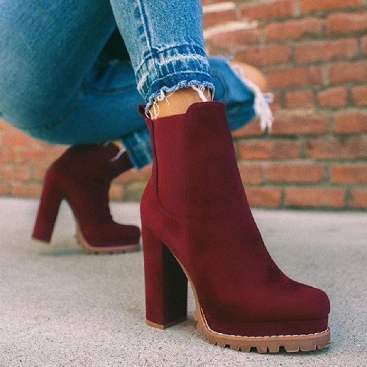 Women's Leopard Print Platform Chelsea Ankle Boots