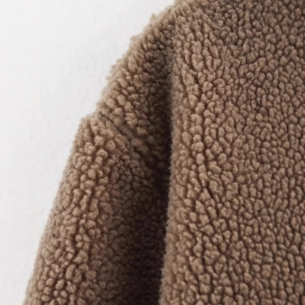 Women's Button-Front Teddy Fleece Jacket with Patch Pockets