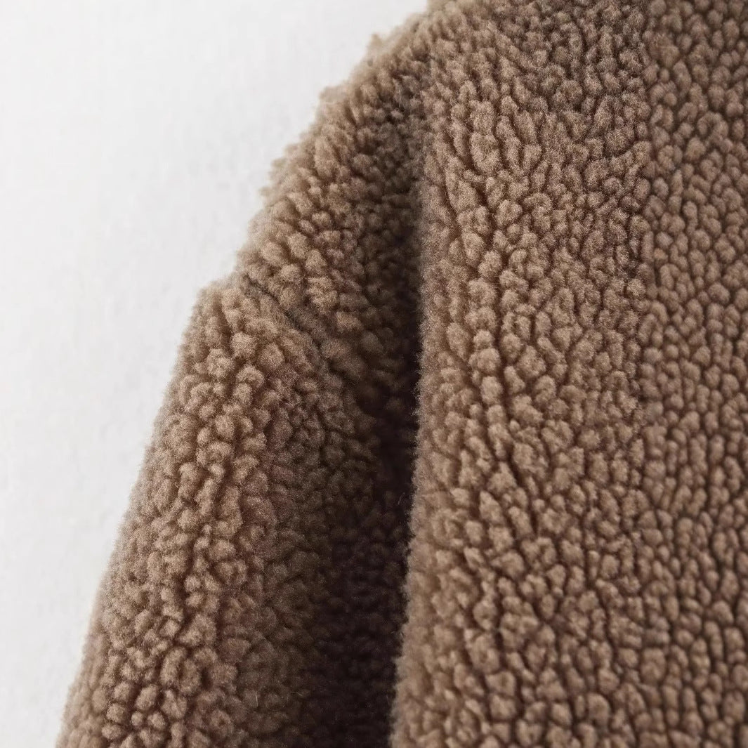 Women's Button-Front Teddy Fleece Jacket with Patch Pockets
