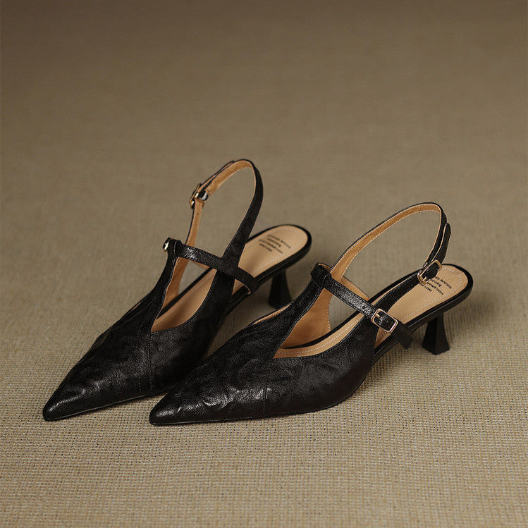 Noir Genuine Leather Heels