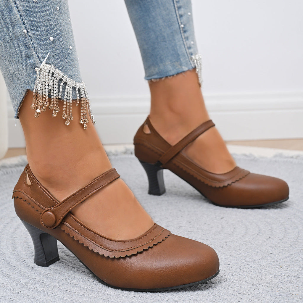 Women's Mary Jane Heels with Decorative Strap