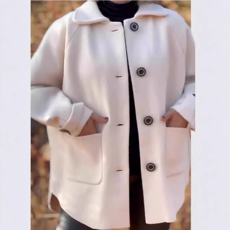 Women's Oversized Button-Front Jacket with Contrast Trim