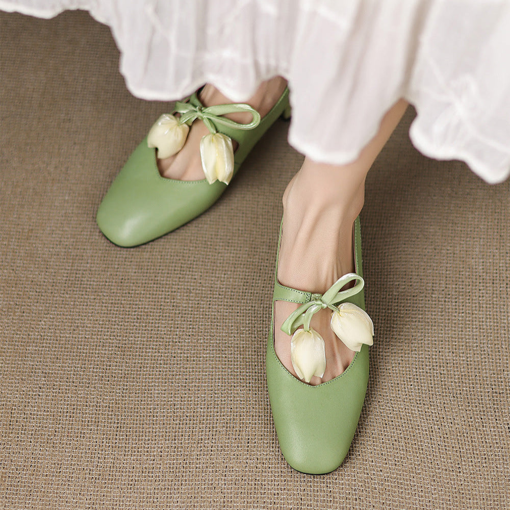 Tulip Genuine Leather Slingbacks