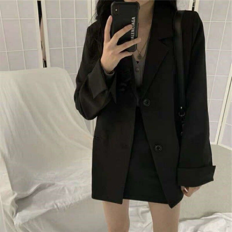 Women's Two-Button Oversized Blazer with Notch Lapel