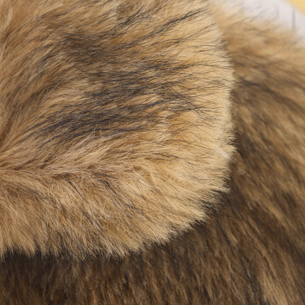 Women's Faux Fur Jacket with Oversized Collar and Zip Front