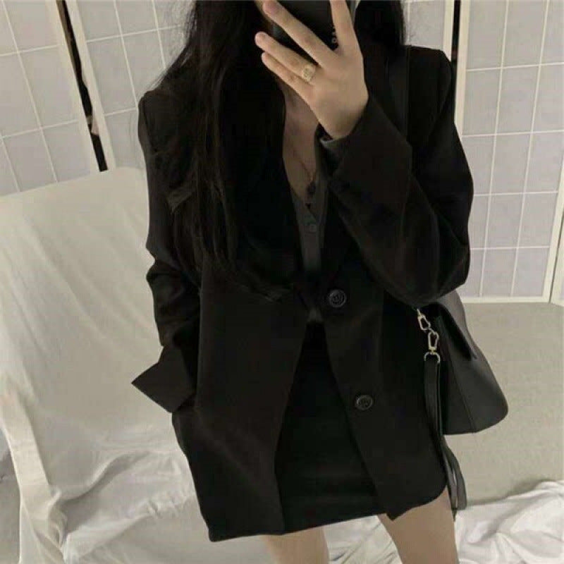 Women's Two-Button Oversized Blazer with Notch Lapel