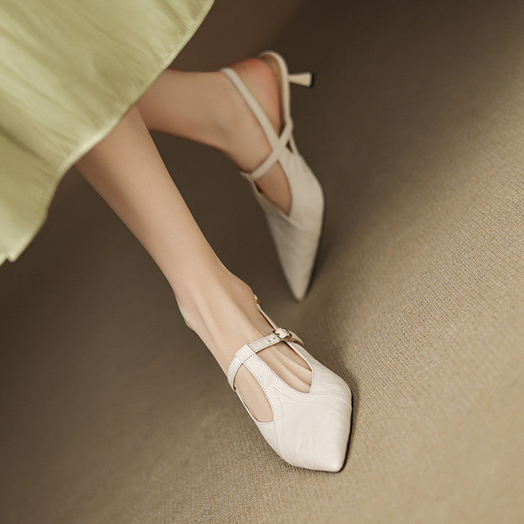 Noir Genuine Leather Heels