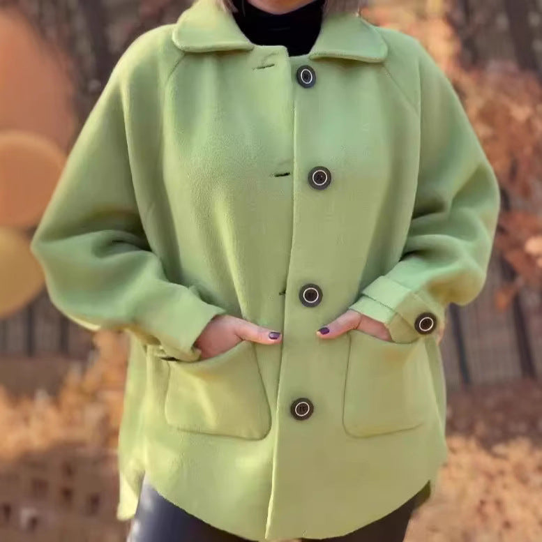 Women's Oversized Button-Front Jacket with Contrast Trim
