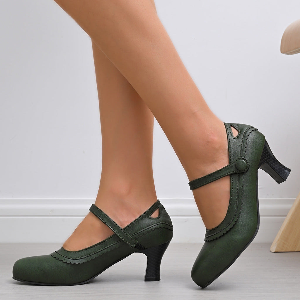 Women's Mary Jane Heels with Decorative Strap