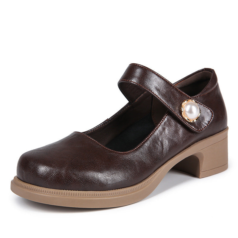 Women's Mary Jane Shoes with Adjustable Strap and Block Heel