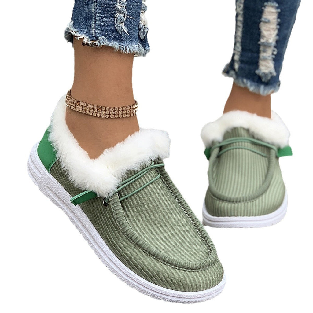 Women's Slip-On House Slippers with Faux Fur Trim