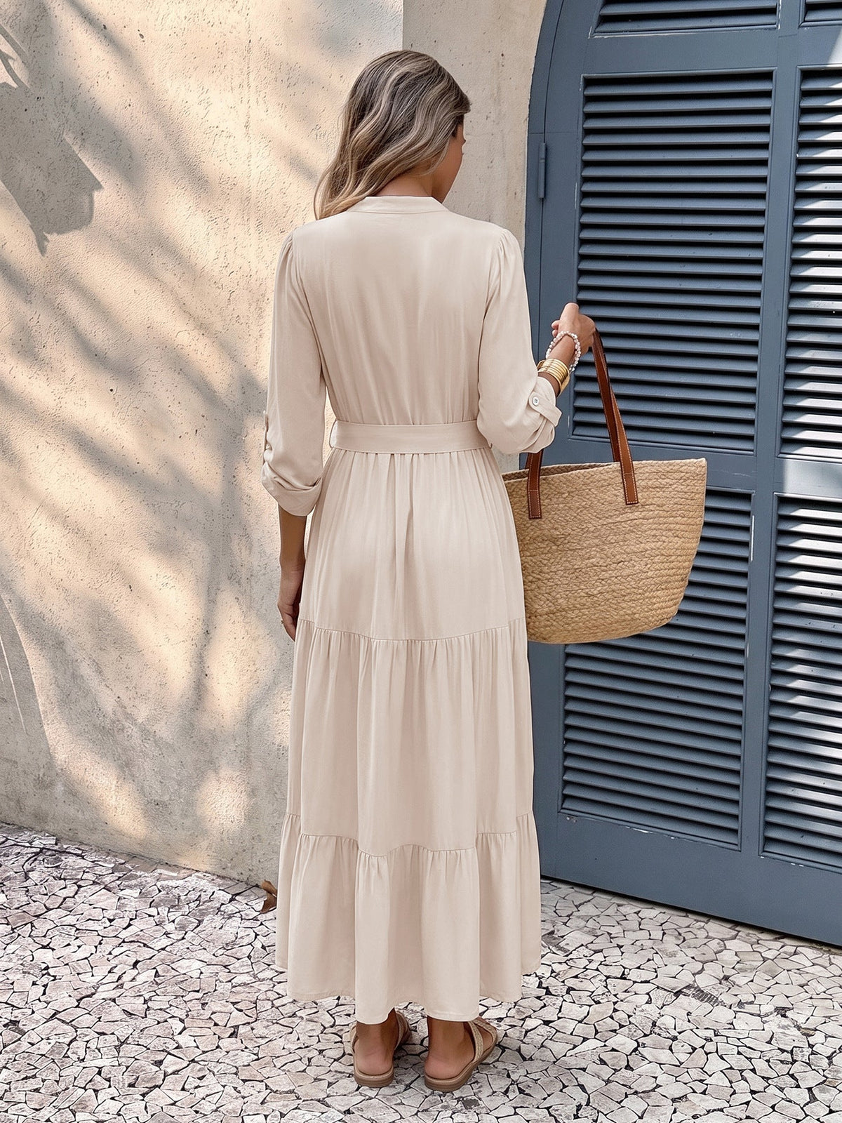 Caroline Flattering Belted Midi Dress