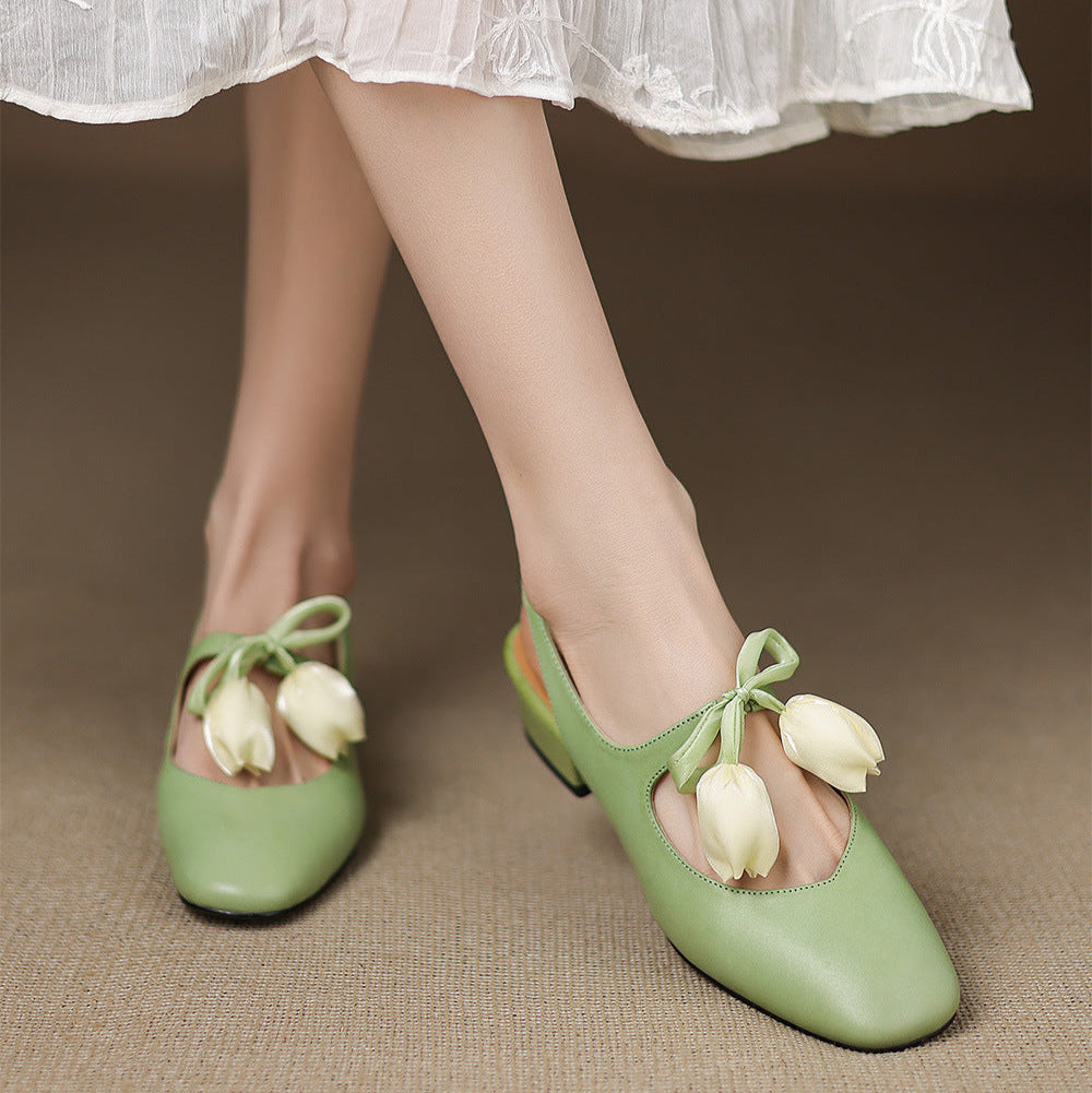 Tulip Genuine Leather Slingbacks