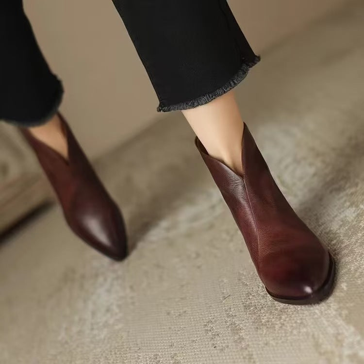 Women's Pointed Chelsea Ankle Boots with Block Heel