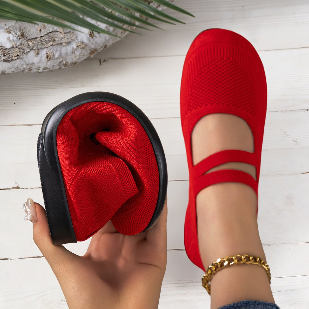 Women's Mary Jane Flats Slip-On with Dual Straps