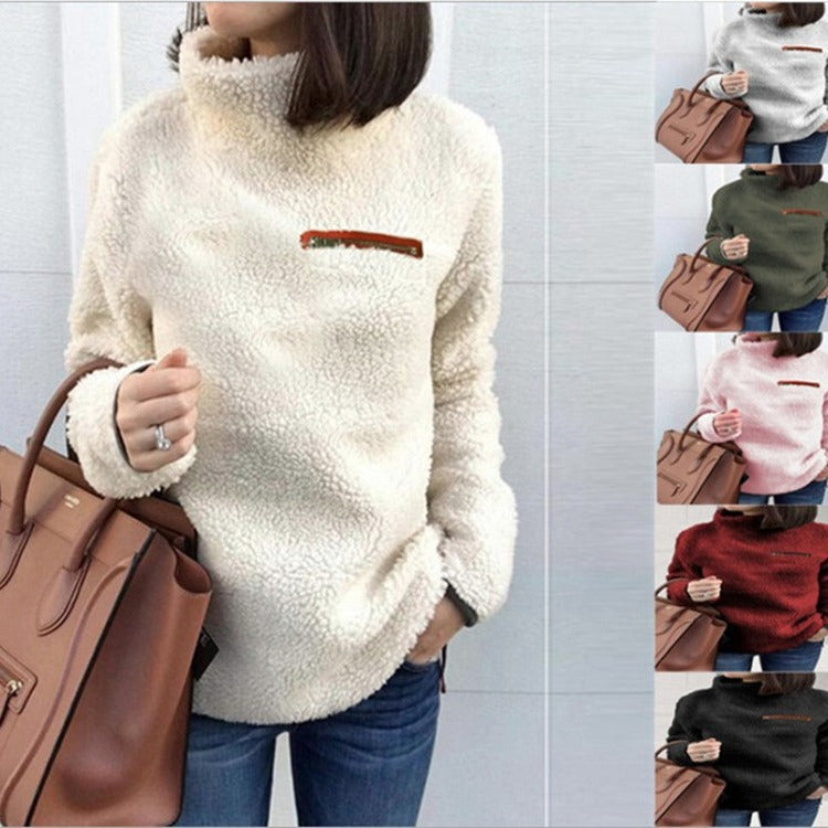 Women's Stand Collar Fleece Pullover with Chest Zip