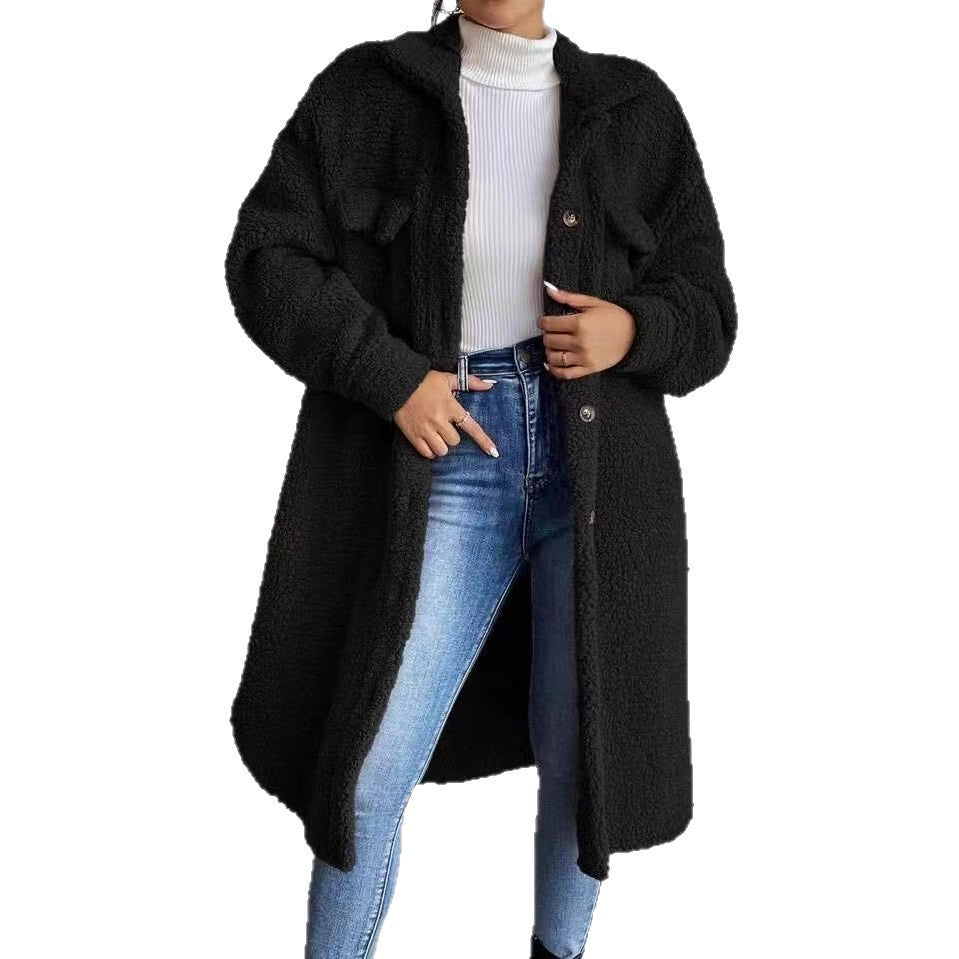 Women's Teddy Coat Collared Button-Front Oversized