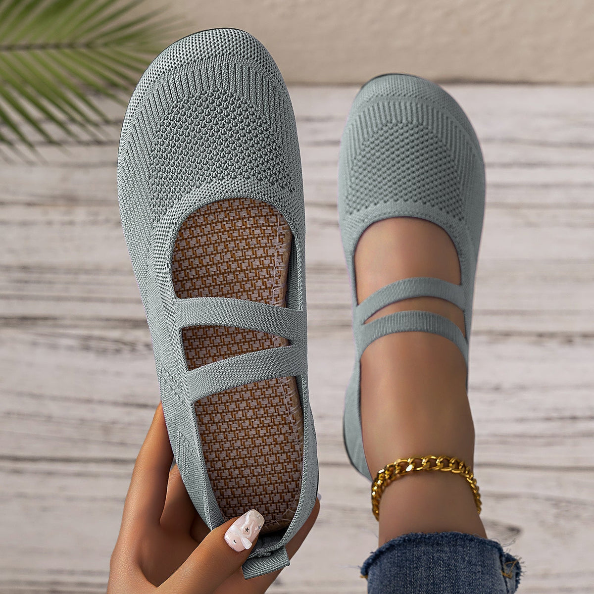Women's Mary Jane Flats Slip-On with Dual Straps