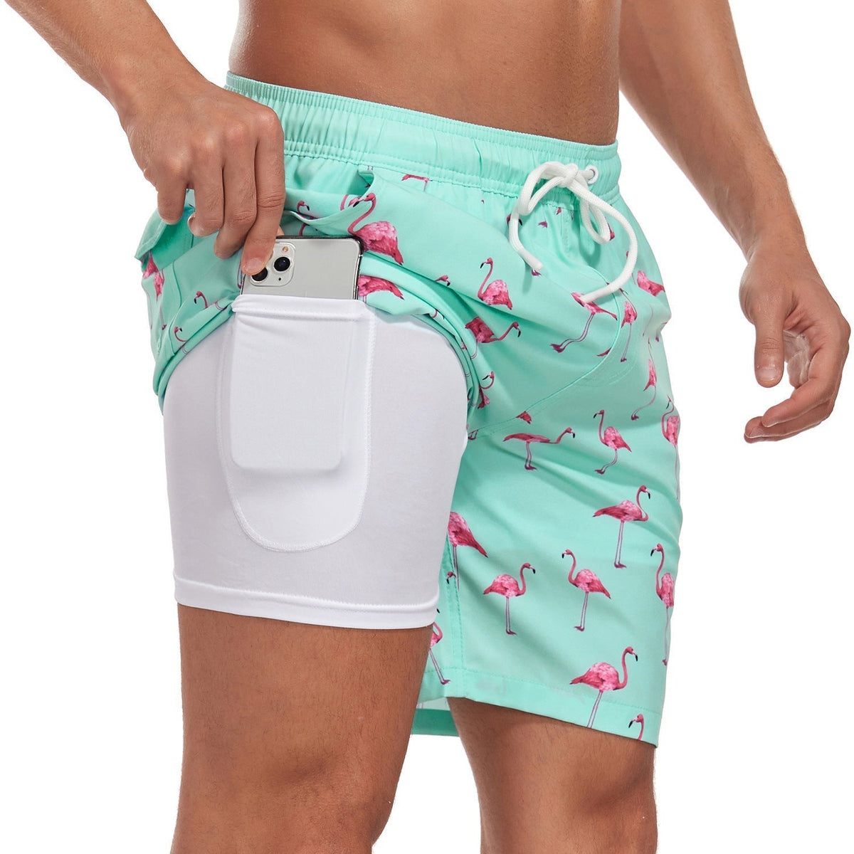 Montarello Men's Compression-Lined Quick-Dry Summer Swim Shorts