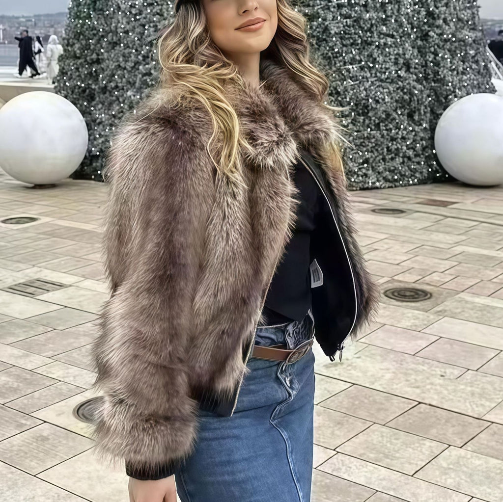 Women's Cropped Jacket with Oversized Sleeves