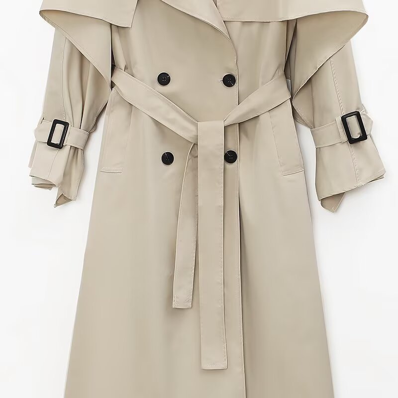 Women's Oversized Trench Coat with Wide Lapels