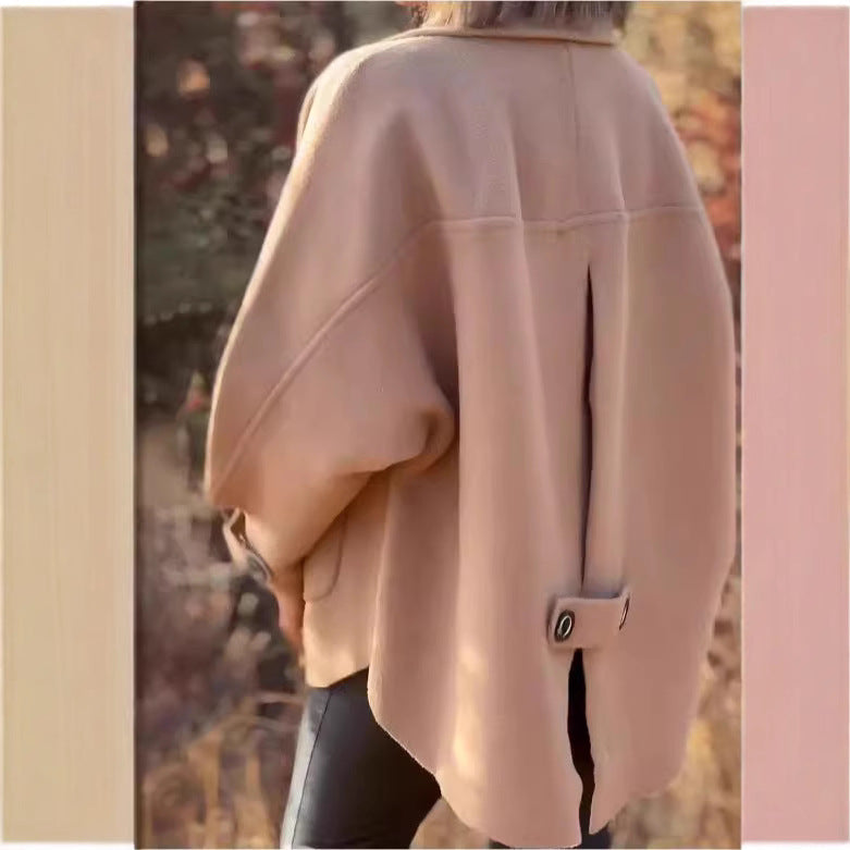 Women's Oversized Button-Front Jacket with Contrast Trim