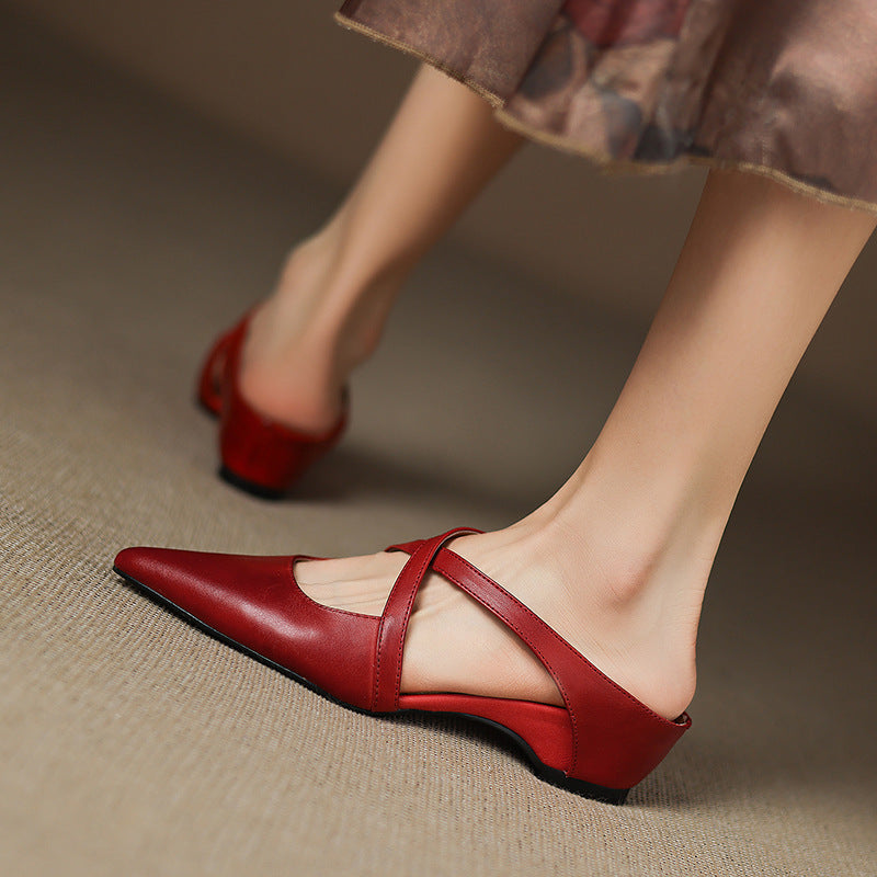 Scarlet Genuine Leather Mules