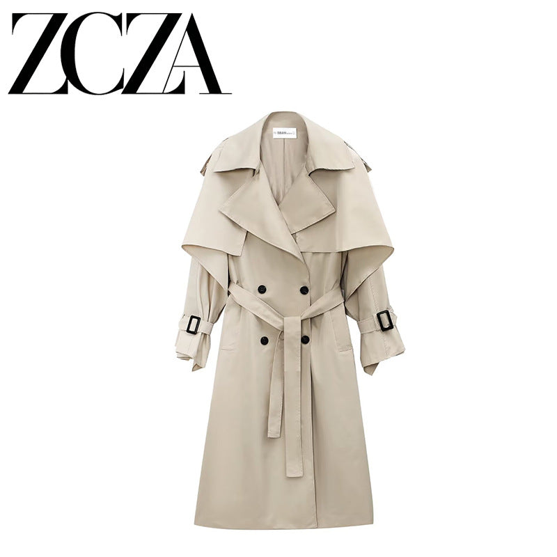 Women's Oversized Trench Coat with Wide Lapels