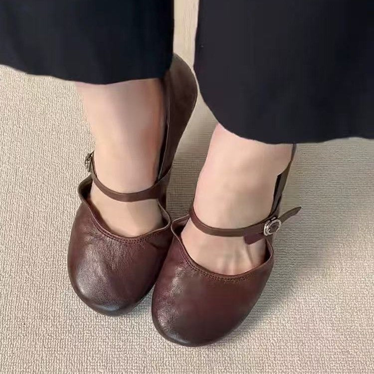 Women's Mary Jane Flats with Adjustable Strap