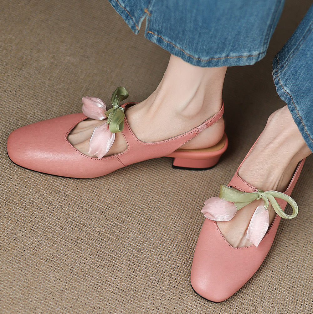 Tulip Genuine Leather Slingbacks