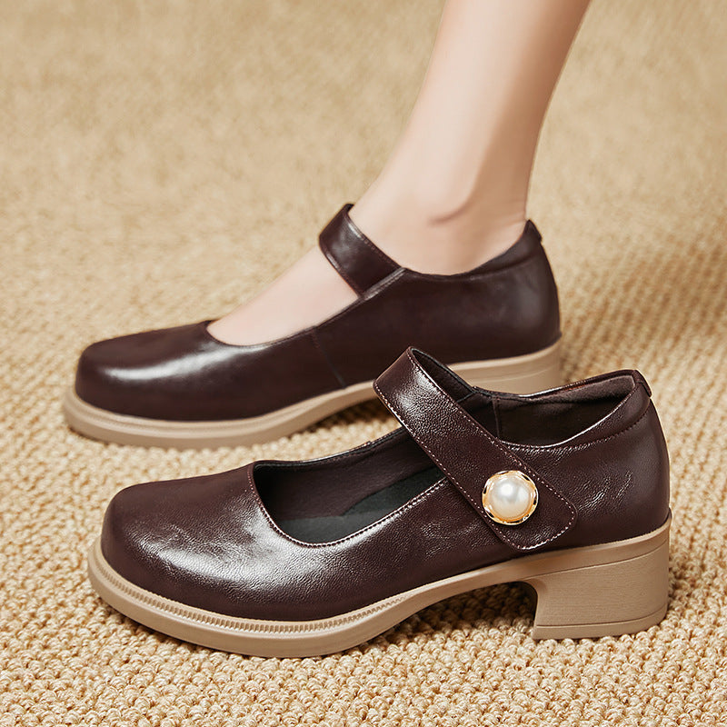 Women's Mary Jane Shoes with Adjustable Strap and Block Heel