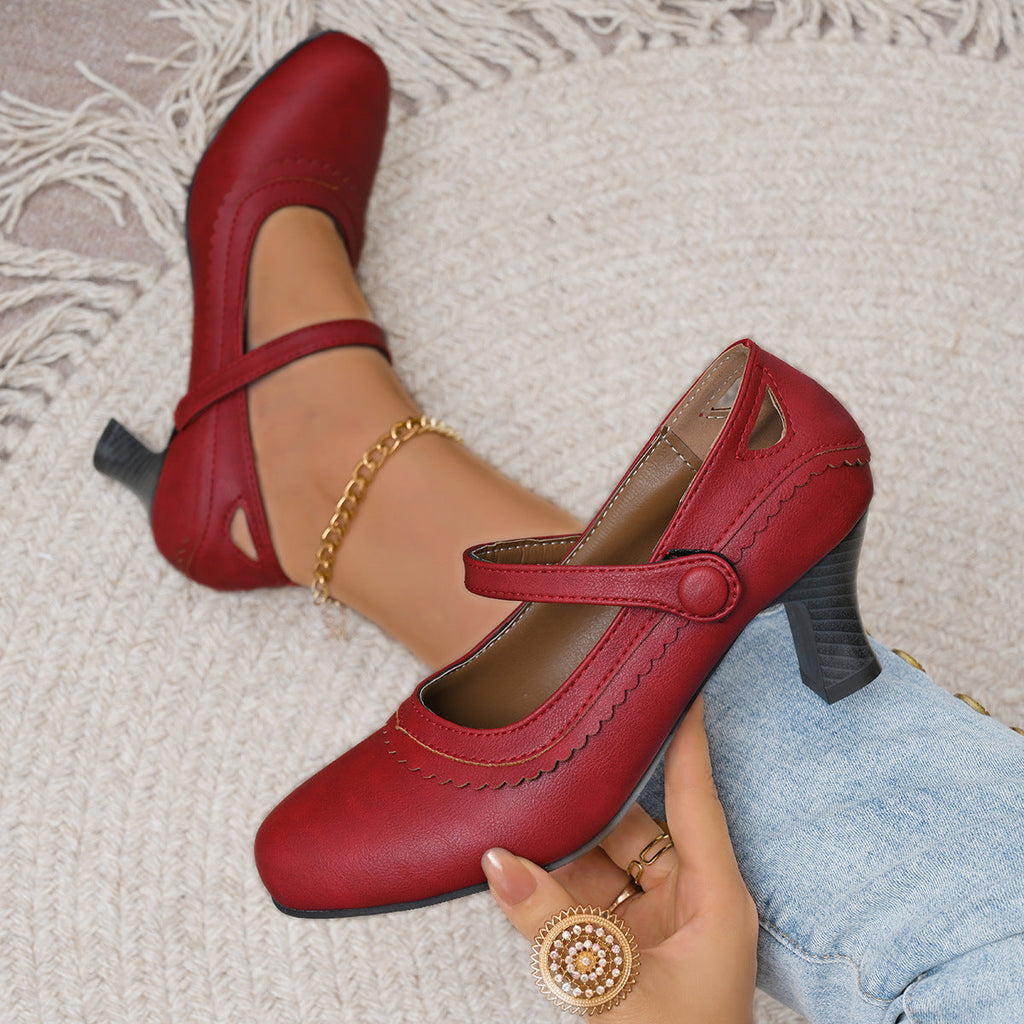 Women's Mary Jane Heels with Decorative Strap