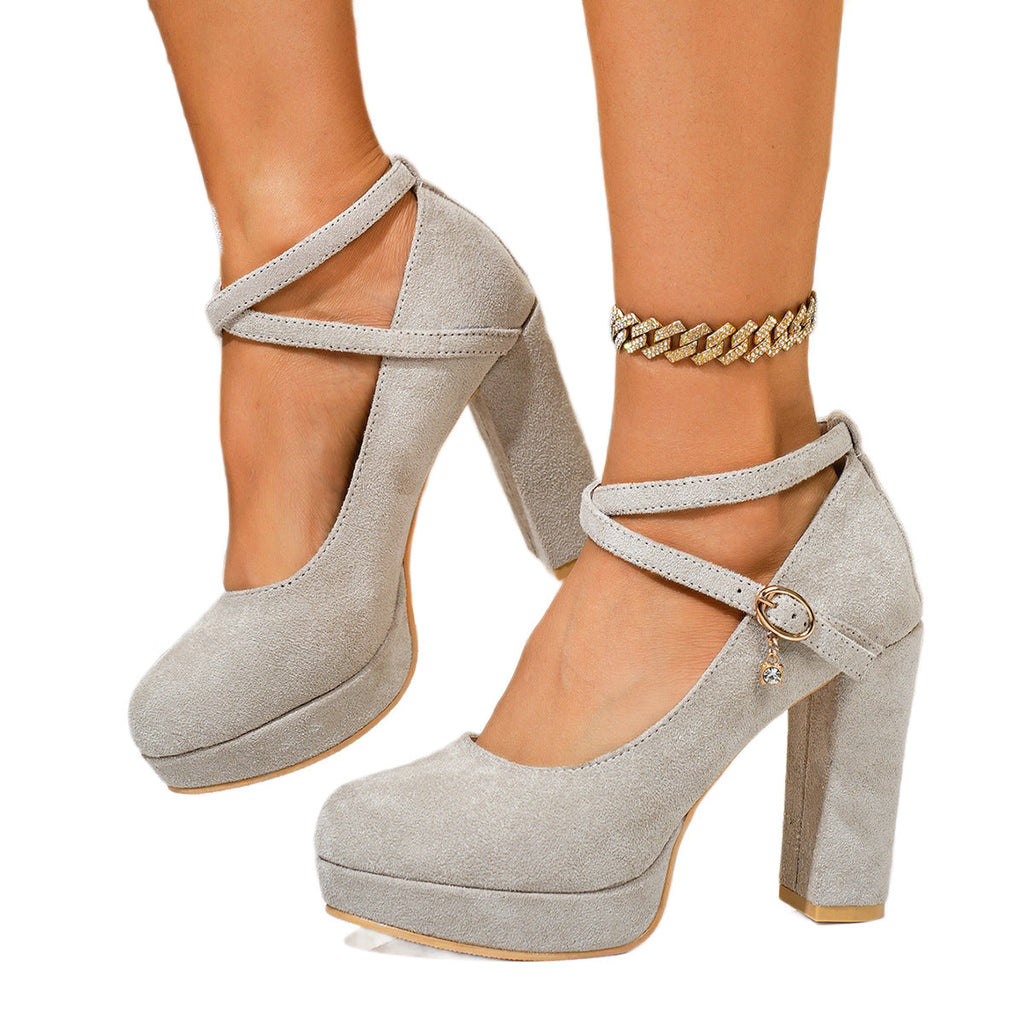 Women's Platform Mary Jane Pumps with Braided Ankle Strap