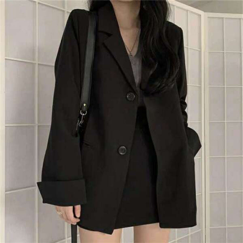 Women's Two-Button Oversized Blazer with Notch Lapel