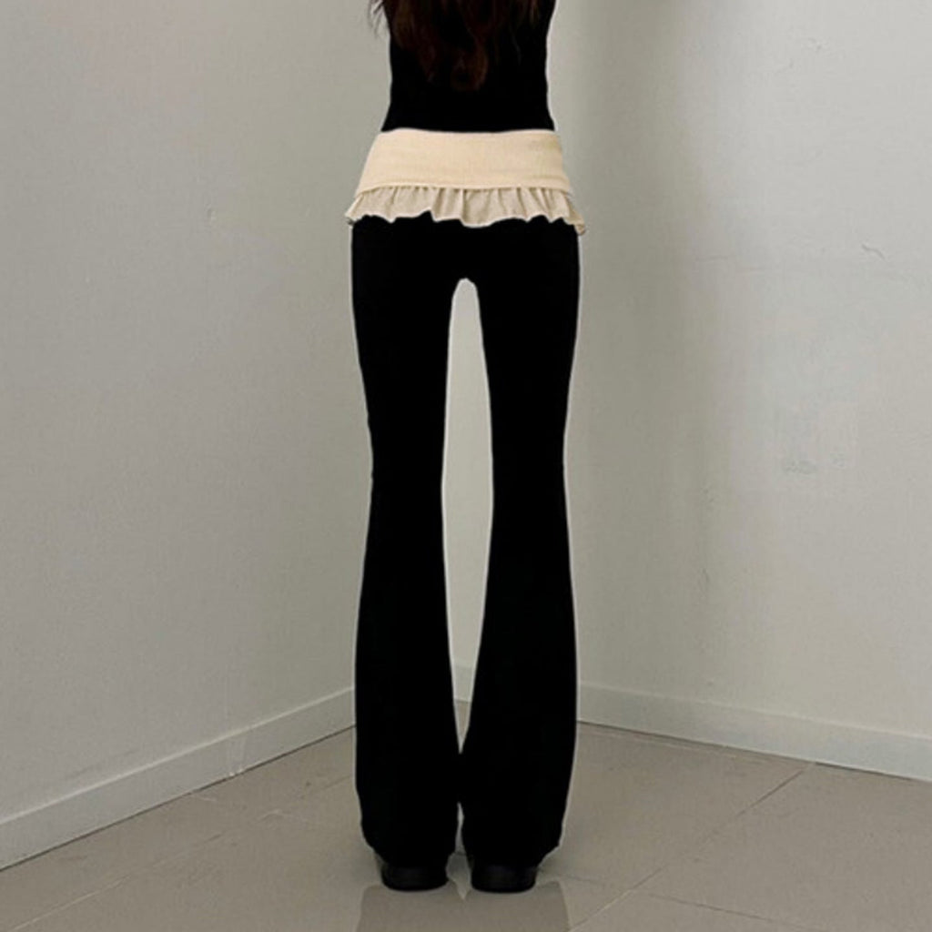 Women's Flared Trousers with Adjustable Belt