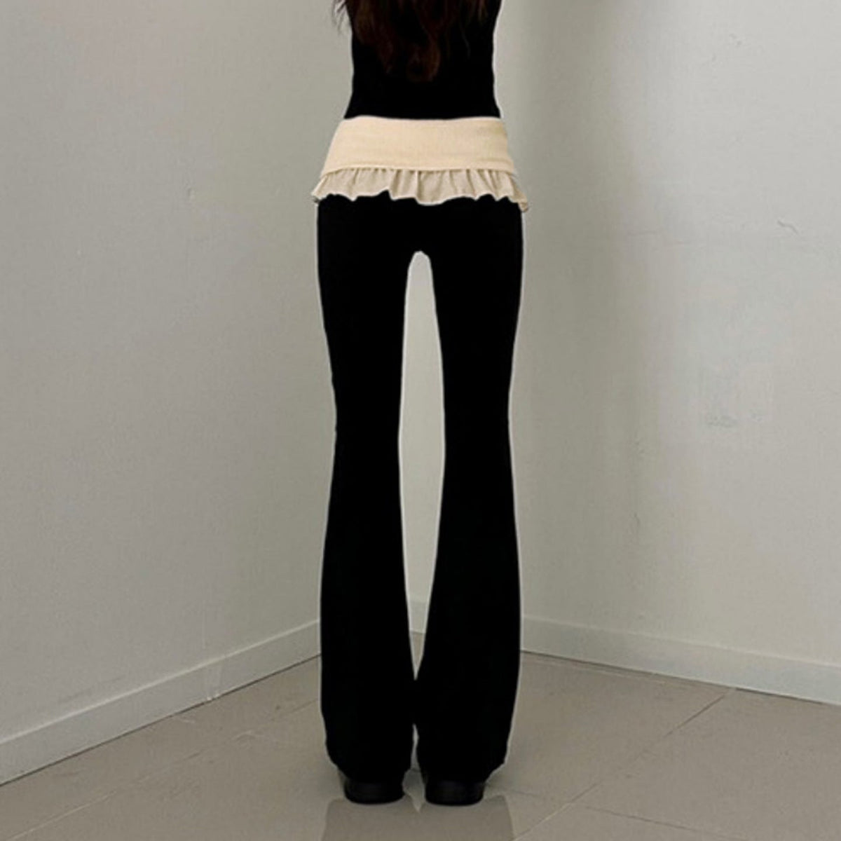 Women's Flared Trousers with Adjustable Belt
