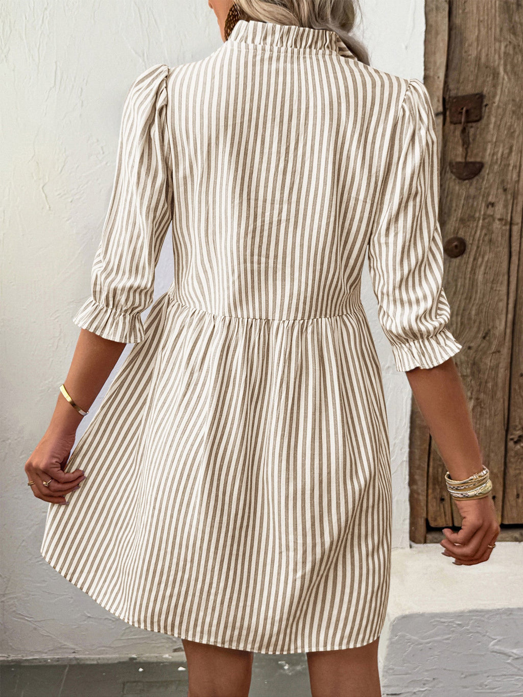 Rebecca Flattering A-Line Striped Dress