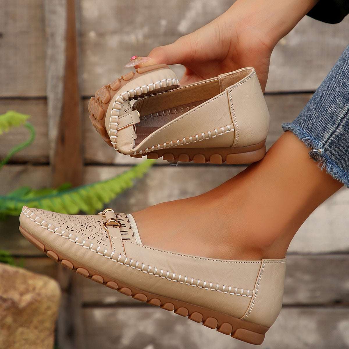 Women's Perforated Loafers with Cushioned Footbed