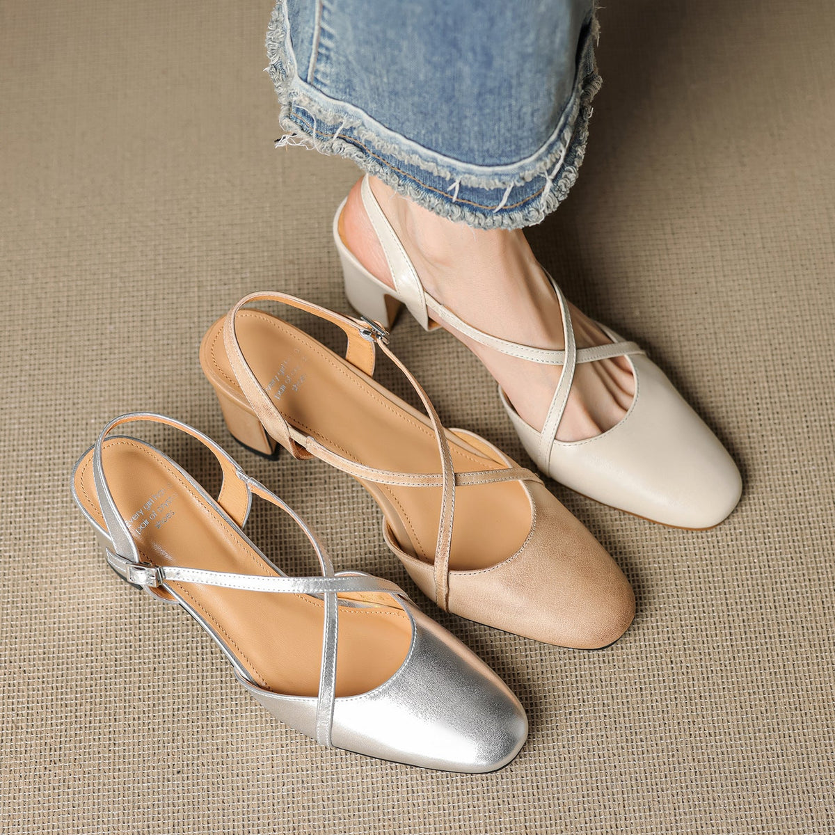 Blenza Genuine Leather Slingbacks