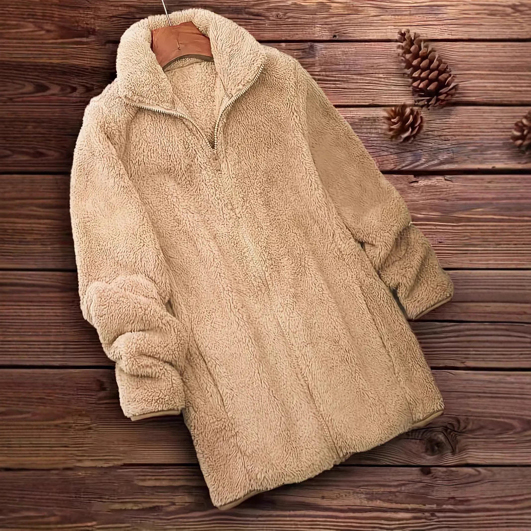 Women's Teddy Half-Zip Pullover with High Collar