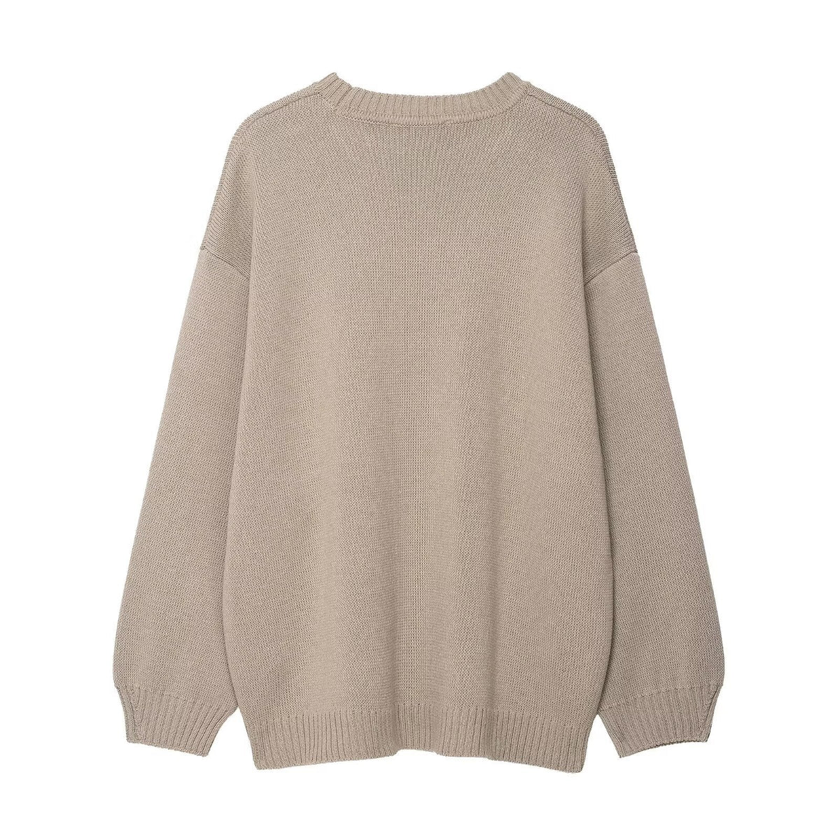 Women's Oversized Crew Neck Sweater with Drop Shoulders