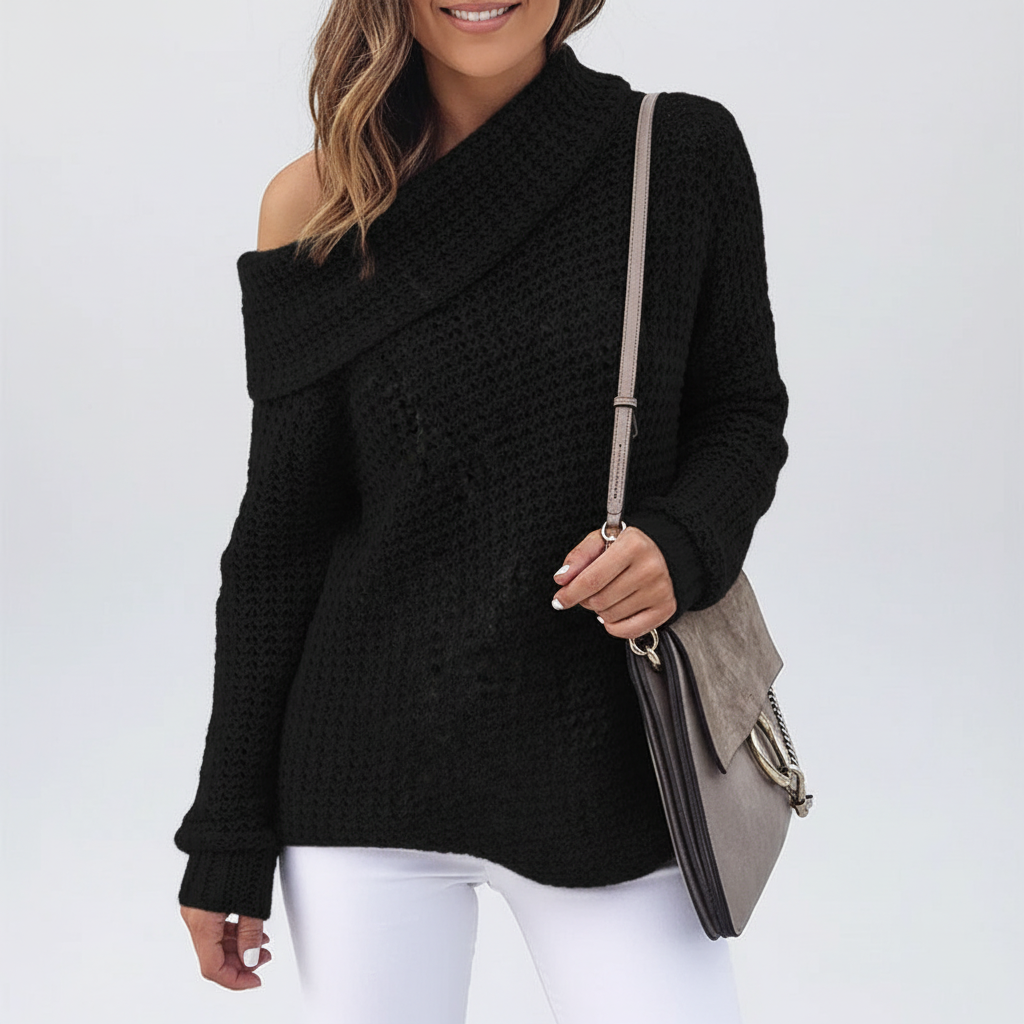 Women's Off-Shoulder Sweater with Long Sleeves
