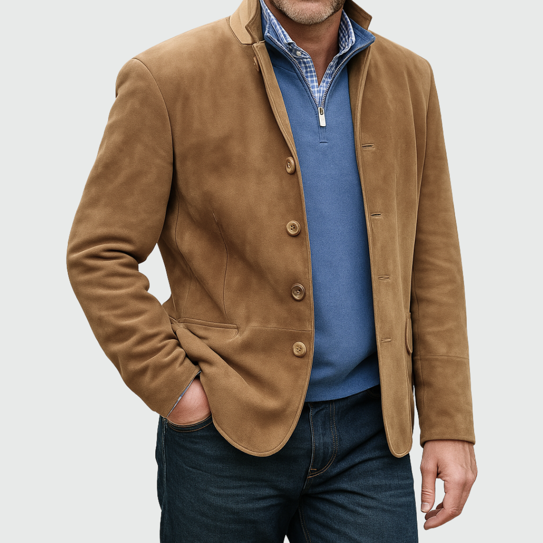 SUEDE BUTTON JACKET FOR MEN