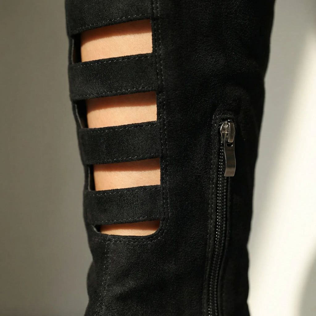 Women's Over-the-Knee Stiletto Boots Ladder Cutout
