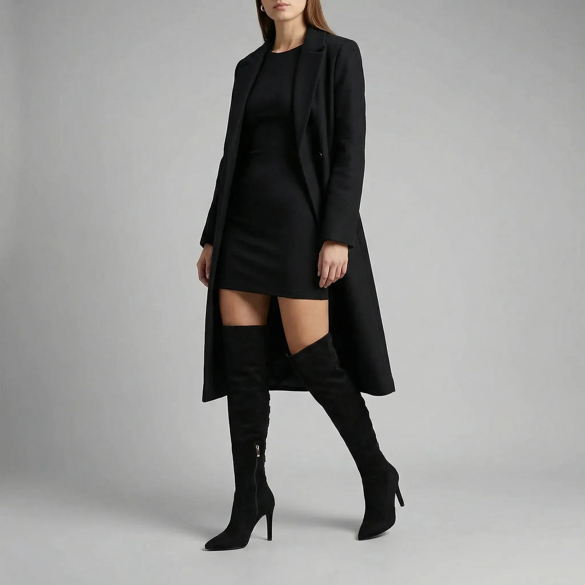 Women's Over-the-Knee Stiletto Boots Ladder Cutout